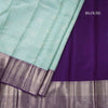 Powder Blue Brocade Silk Saree With Zari Border