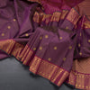 Purple Varira oosi Silk Saree With Peacock And Chakra Buttas And Gold Zari Border