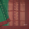 Green Checked Soft Silk Saree With Elephant Buttas And Maroon Border