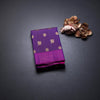 Purple Silk Saree With Peacock And Chakra Buttas And Stripes Border
