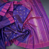 Purple Silk Saree With Peacock And Chakra Buttas And Stripes Border