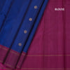 Dark Blue Silk Saree With Peacock And Chakra Buttas