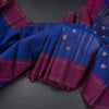 Dark Blue Silk Saree With Peacock And Chakra Buttas