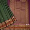 Green Micro Checked Silk Saree With Peacock And Chakra Buttas
