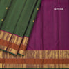 Green Micro Checked Silk Saree With Peacock And Chakra Buttas