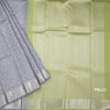 Grey Brocade Silk Saree In Silver Zari And Zari Border