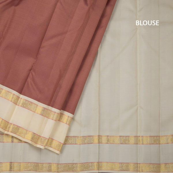 Cinnamon Brown Checked Silk Saree And Rettapet Border