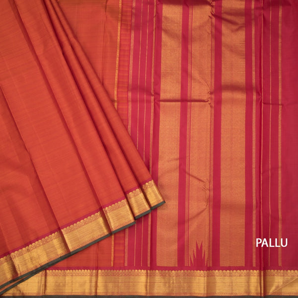Shot Colour Silk Saree And Temple Design On Pallu