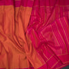 Orange Vertical Stripes Silk Saree And Pink Border