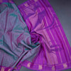 Shot Colour Checked Silk Saree And Peacock And Mango Buttas On Border 03