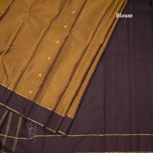 Golden Brown Silk Saree With Peacock And Chakra Buttas
