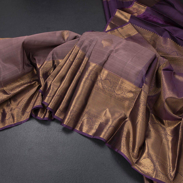 Lilac Purple Silk Saree With Zari Buttas And Gold Zari Border