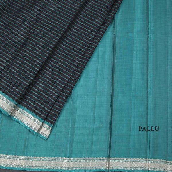 Black Stripes Silk Saree And Thread Border