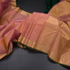 Peach Silk Saree With Small Buttas And Gold Zari Border