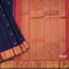 Navy Blue Silk Saree With Chakra Buttas And Gold Zari Border