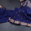 Semi Silk Royal Blue Silk Saree With Small Buttas And Zari Border