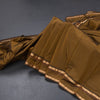 Semi Silk Golden Brown Checked Silk Saree And Rettapet Border