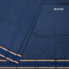 Semi Silk Dark Blue Checked Silk Saree And Rettapet Border