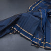 Semi Silk Dark Blue Checked Silk Saree And Rettapet Border
