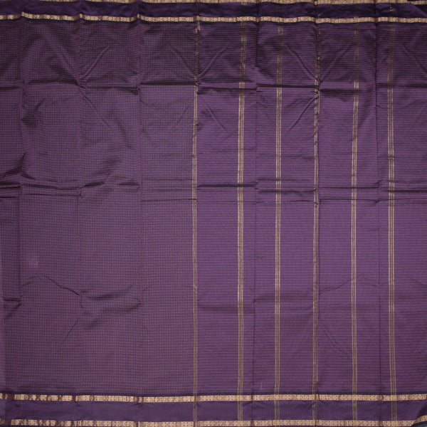 Semi Silk Purple Checked Silk Saree And Rettapet Border