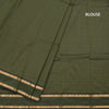 Semi Silk Olive Green Checked Silk Saree And Rettapet Border