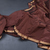 Semi Silk Cinnamon Brown Checked Silk Saree And Zari Border