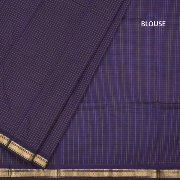 Semi Silk Brinjal Violet Checked Silk Saree And Zari Border