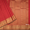 Red Silk Saree With Floral Zari Buttas And Gold Zari Border