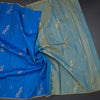 Royal Blue Borderless Silk Saree With Zari Buttas