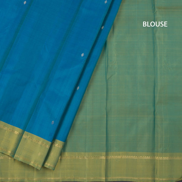 Peacock Blue Silk Saree With Zari Buttas And Zari Border