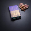 Lavender Silk Saree With Floral Zari Buttas And Gold Zari Border