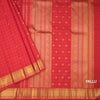 Red Thread Checked Silk Saree With Chakra Buttas And Gold Zari Border