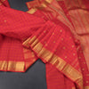 Red Thread Checked Silk Saree With Chakra Buttas And Gold Zari Border