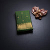 Parrot Green Thread Checked Silk Saree With Zari Buttas And Zari Border