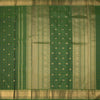 Parrot Green Thread Checked Silk Saree With Zari Buttas And Zari Border