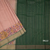 Light Peach Plain Silk Saree And Zari Border With Kalamkari Prints