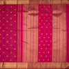 Pink Thread Checked Silk Saree With Peacock And Chakra Buttas And Gold Zari Border