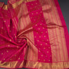 Pink Thread Checked Silk Saree With Peacock And Chakra Buttas And Gold Zari Border
