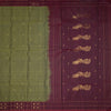Olive Green Silk Saree With Zari Buttas And Zari Checked border