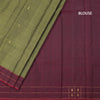Olive Green Silk Saree With Zari Buttas And Zari Checked border