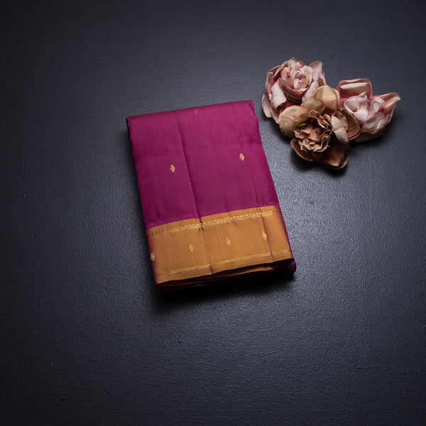 Dark Pink Silk Saree With Zari Buttas And Zari Border