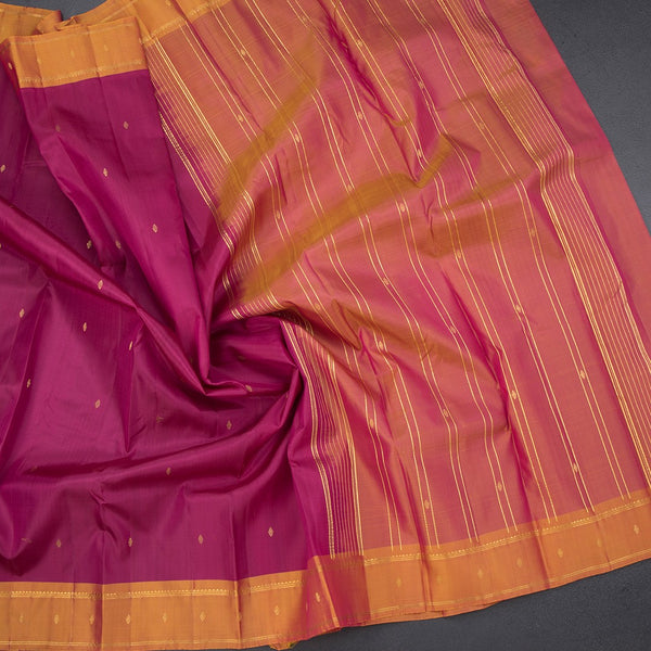 Dark Pink Silk Saree With Zari Buttas And Zari Border