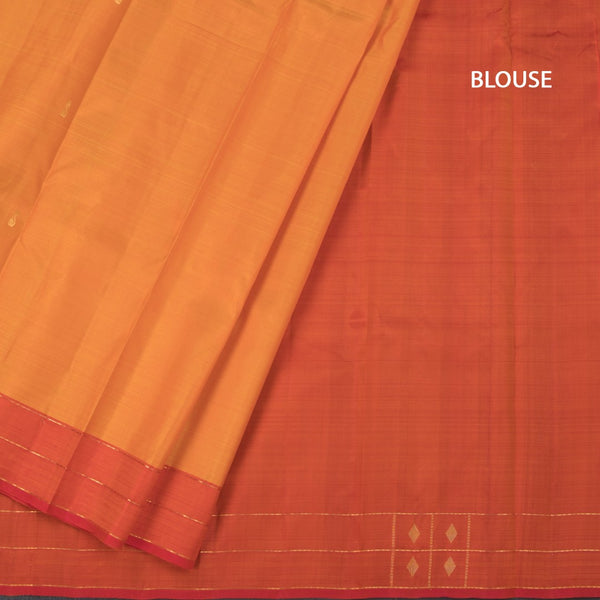 Mango Yellow Silk Saree With Zari Buttas And Zari Checked Border