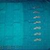 Peacock Blue Silk Saree With Zari Buttas And Zari Checked Border