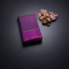 Purple Thread Checked Silk Saree And Pink Border