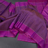 Purple Thread Checked Silk Saree And Pink Border