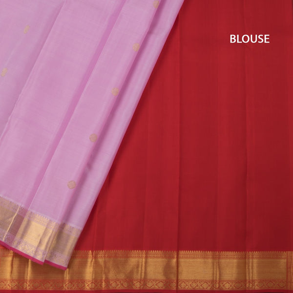 Light Pink Silk Saree With Chakra Buttas And Gold Zari Border