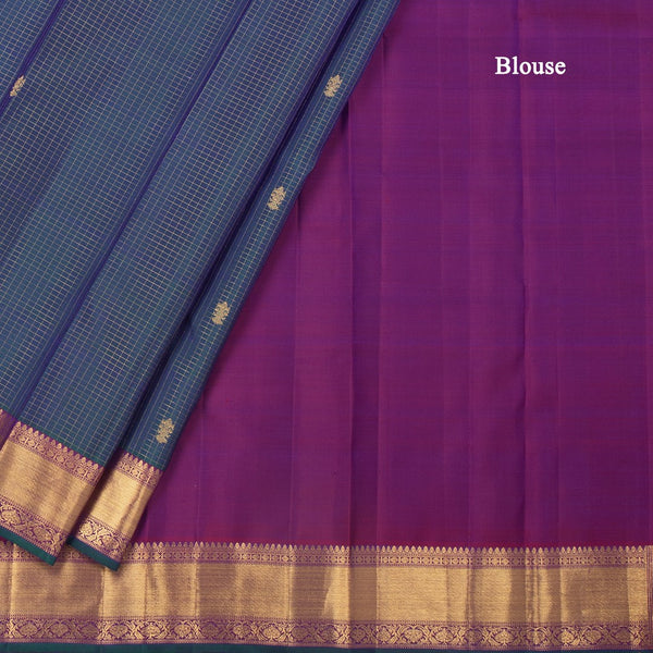 Shot Colour Vaira Oosi Silk Saree With Peacock And Chakra Buttas And Gold Zari Border