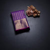 Dark Violet Silk Saree With Peacock And Chakra Buttas And Gold Zari Border