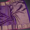 Dark Violet Silk Saree With Peacock And Chakra Buttas And Gold Zari Border